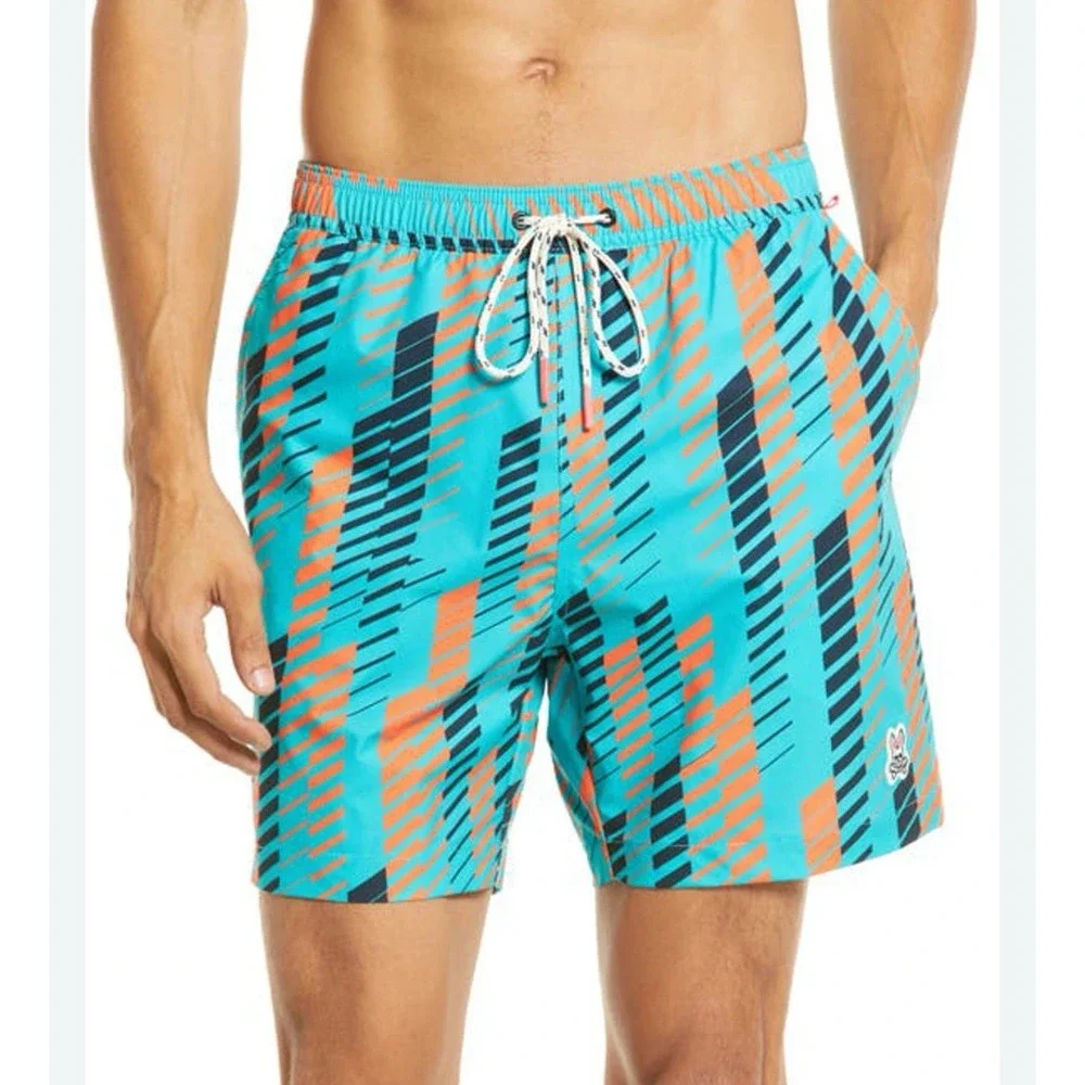 Psycho Bunny‎ Mens Swim Trunks Miami Teal Small All Over Print